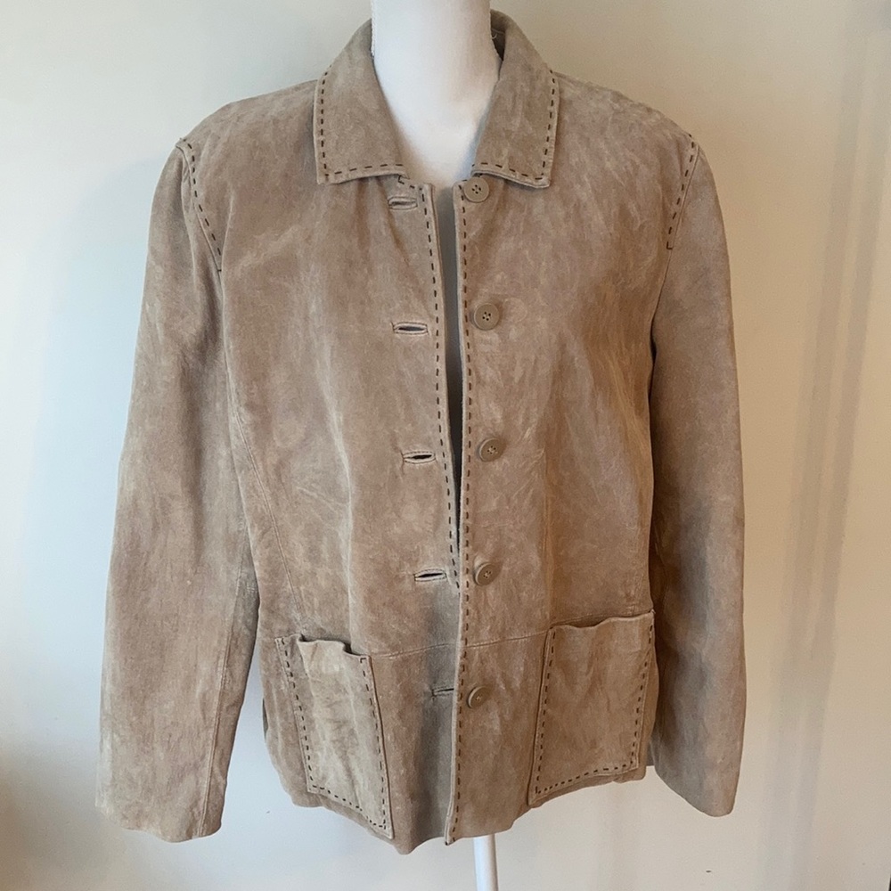 Bernardo collection Sz XL tan button leather coat